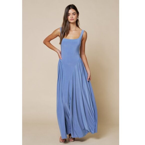 MDM Lux Dresses & Skirts - Effortlessly Chic Jersey Maxi Sleeveless Dress in Blue